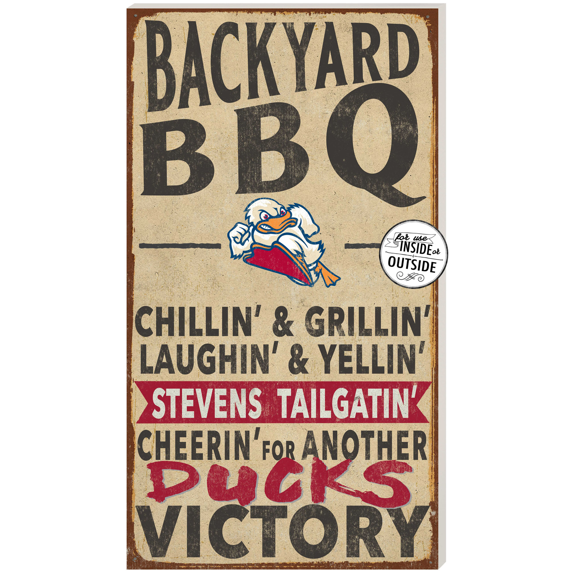 Brown Stevens Institute of Technology Ducks 11'' x 20'' Indoor/Outdoor BBQ Sign