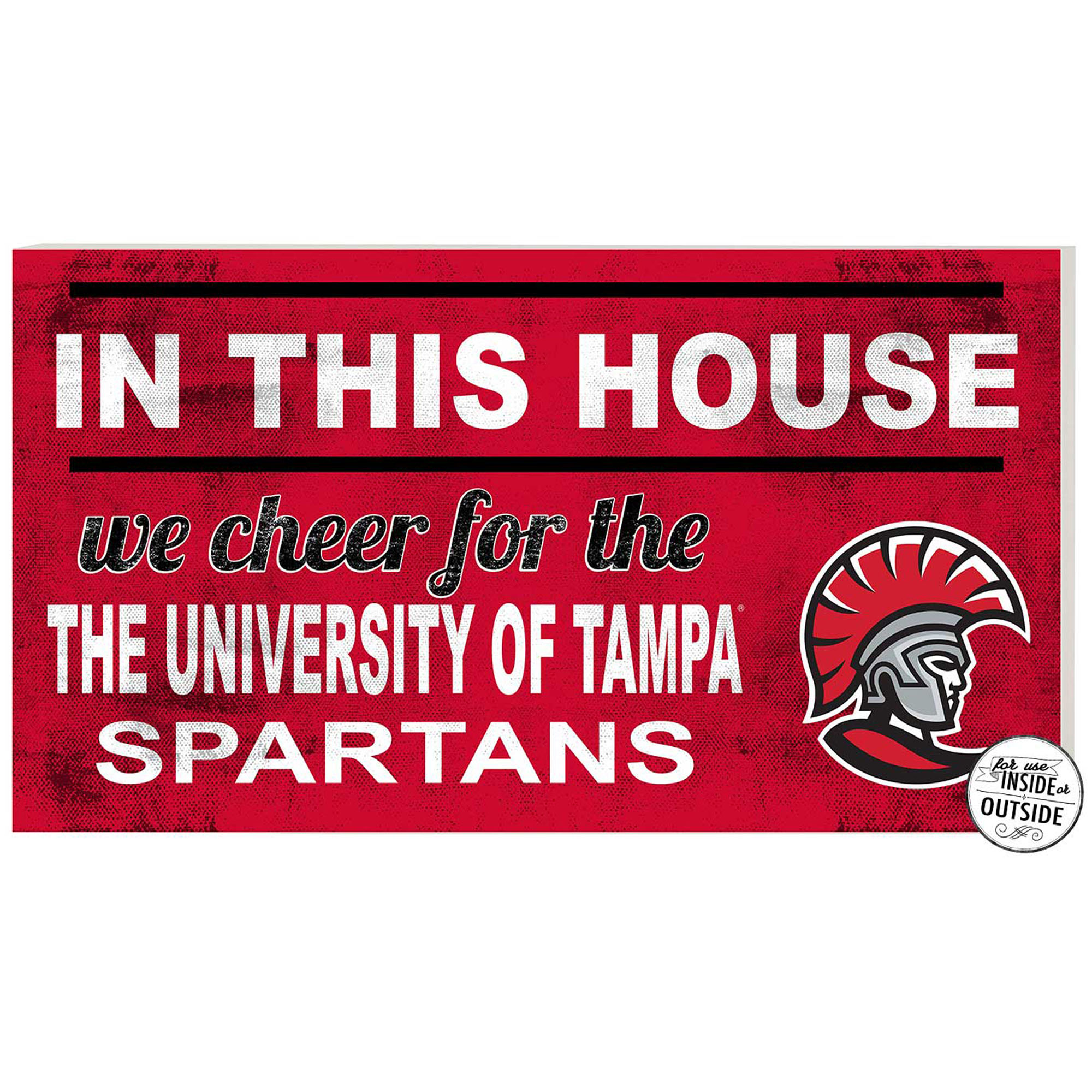 Red University of Tampa Spartans 11'' x 20'' Indoor/Outdoor In This House Sign