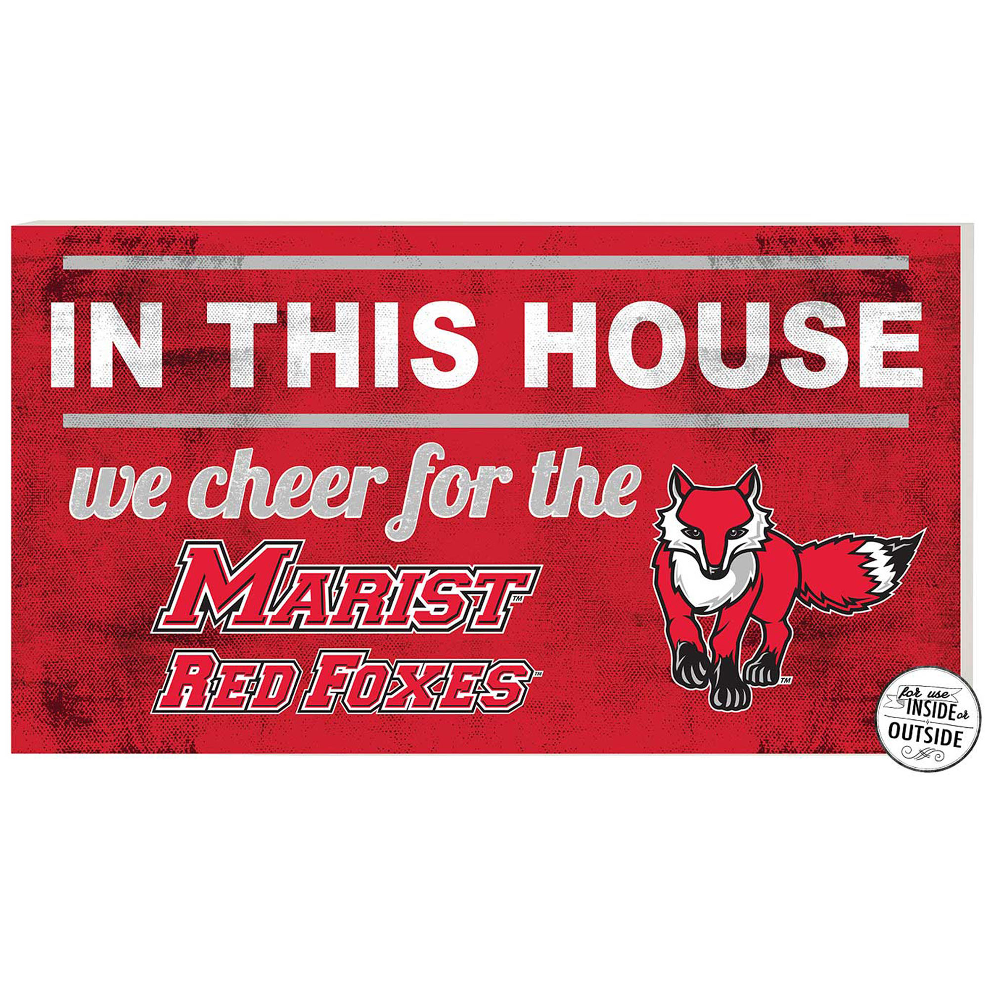 Red Marist Red Foxes 11'' x 20'' Indoor/Outdoor In This House Sign