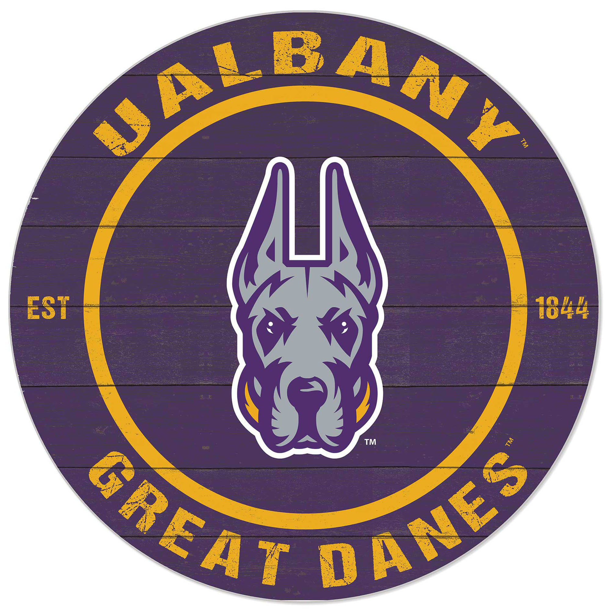 Purple UAlbany Great Danes 20'' x 20'' Indoor/Outdoor Circle Sign