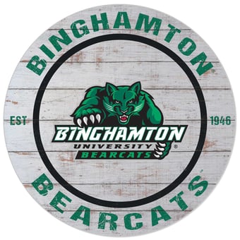 White Binghamton Bearcats 20'' x 20'' Indoor/Outdoor Weathered Circle Sign