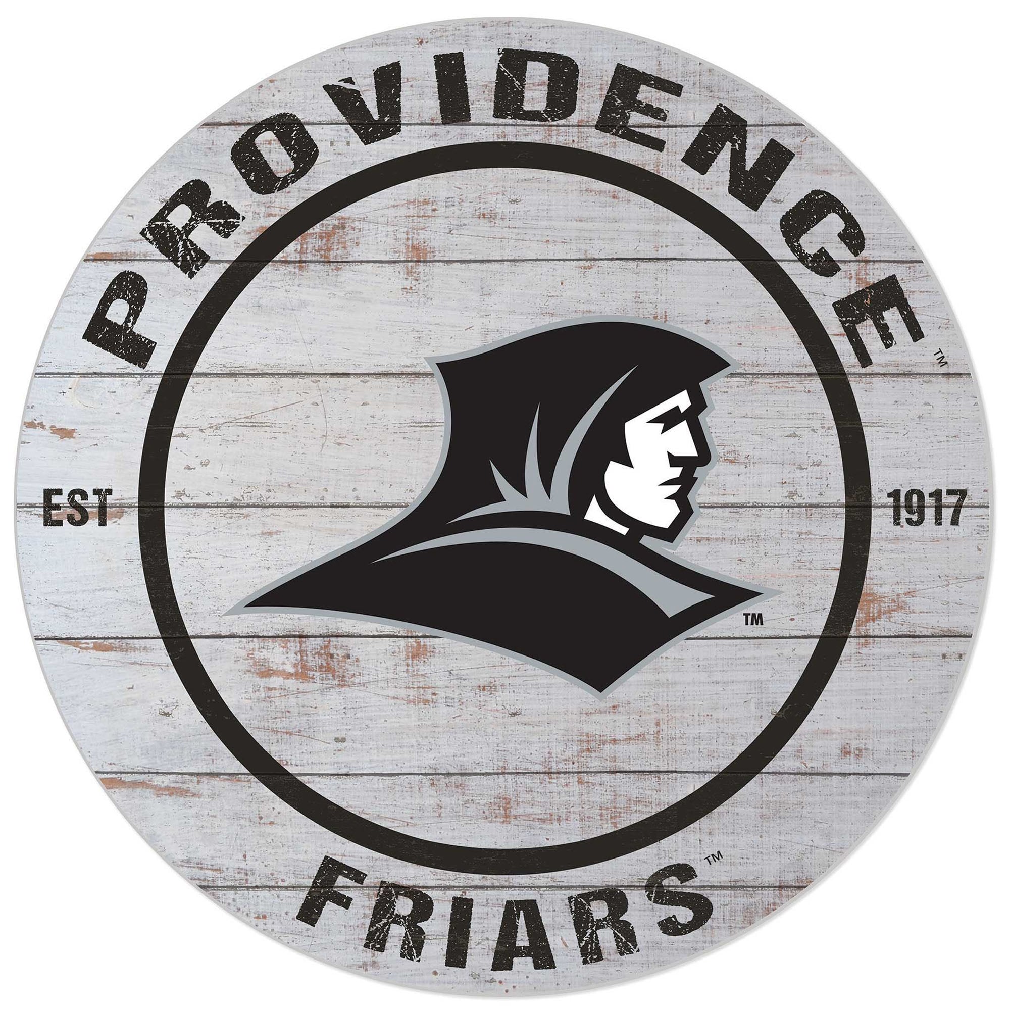 White Providence Friars 20'' x 20'' Indoor/Outdoor Weathered Circle Sign