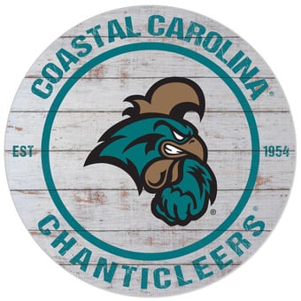 White Coastal Carolina Chanticleers 20'' x 20'' Indoor/Outdoor Weathered Circle Sign