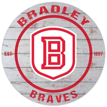 White Bradley Braves 20'' x 20'' Indoor/Outdoor Weathered Circle Sign