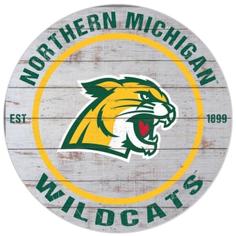 White Northern Michigan Wildcats 20'' x 20'' Indoor/Outdoor Weathered Circle Sign