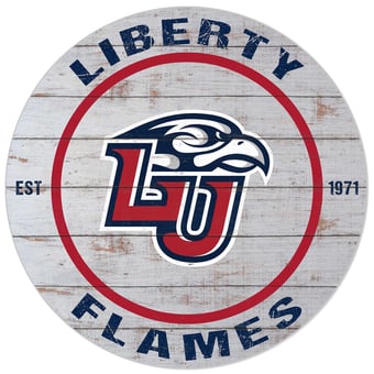 White Liberty Flames 20'' x 20'' Indoor/Outdoor Weathered Circle Sign