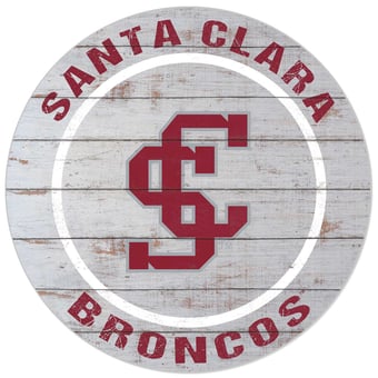 White Santa Clara Broncos 20'' x 20'' Indoor/Outdoor Weathered Circle Sign