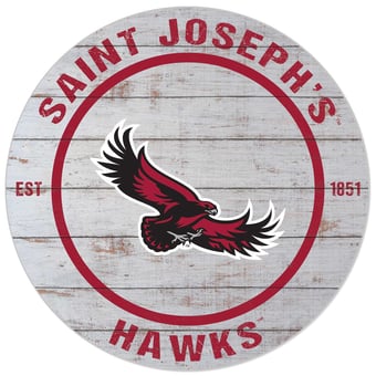 White Saint Joseph's Hawks 20'' x 20'' Indoor/Outdoor Weathered Circle Sign