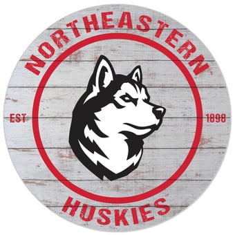 White Northeastern Huskies 20'' x 20'' Indoor/Outdoor Weathered Circle Sign