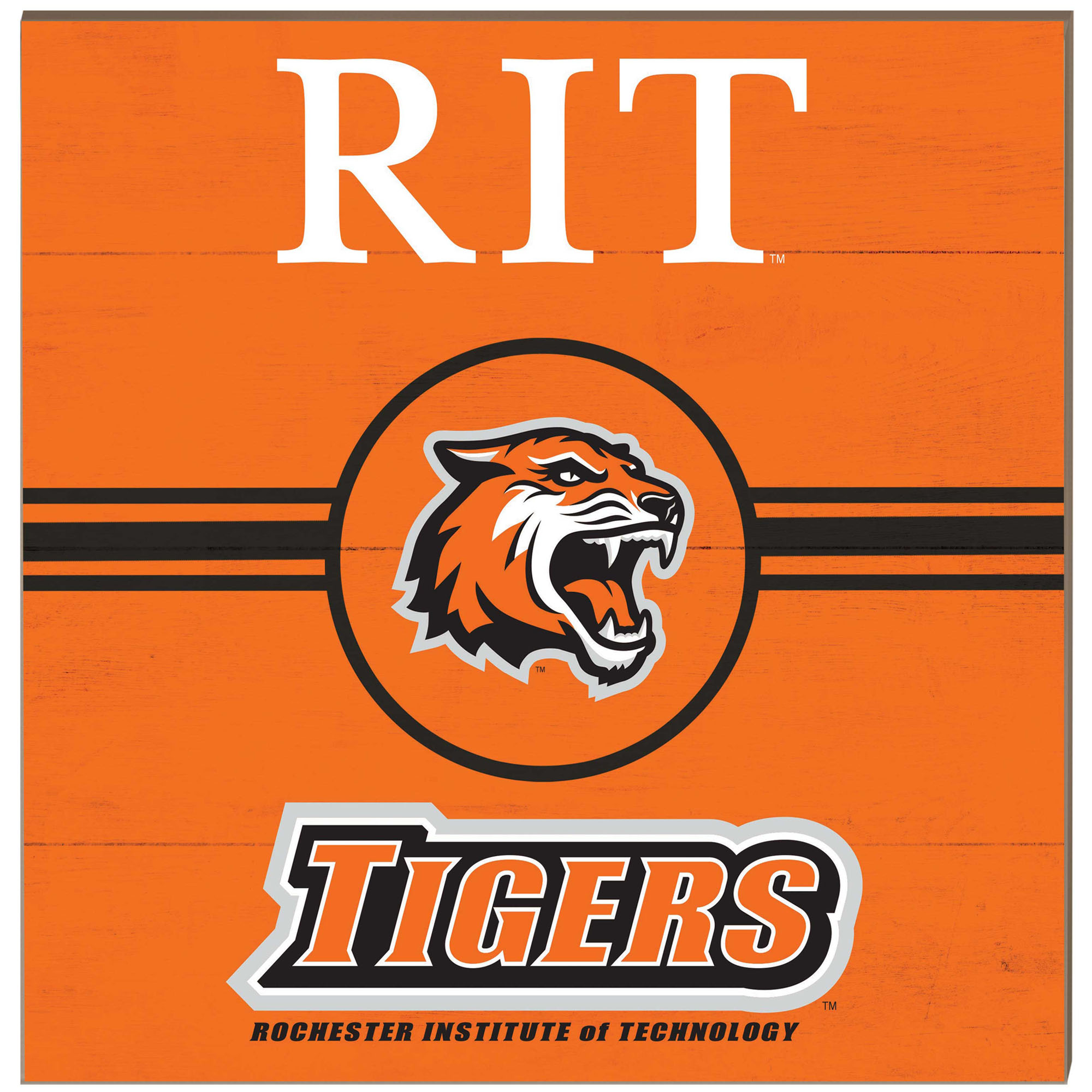 Rochester Institute of Technology Tigers 10'' x 10'' Retro Team Sign