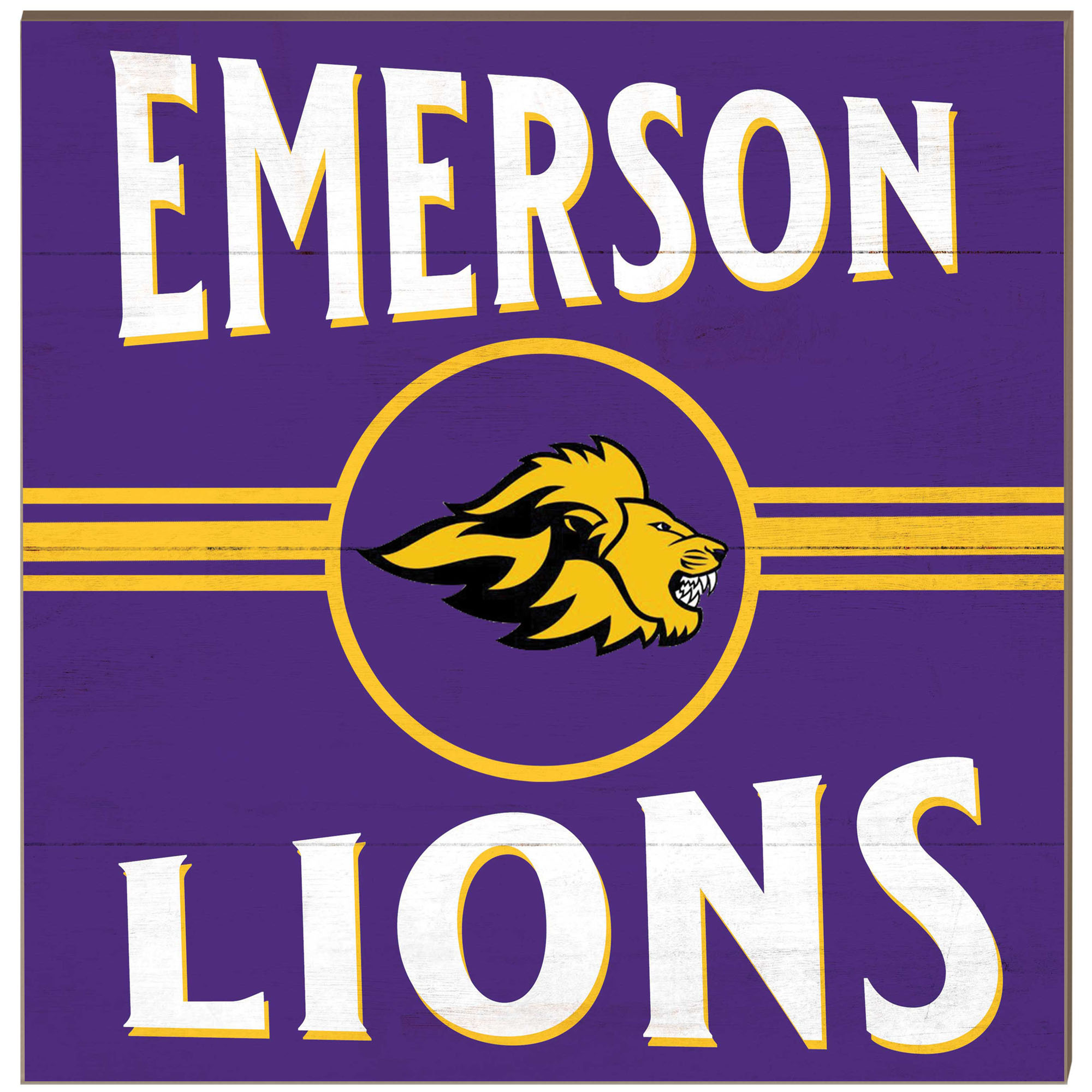 Emerson College Lions 10'' x 10'' Retro Team Sign