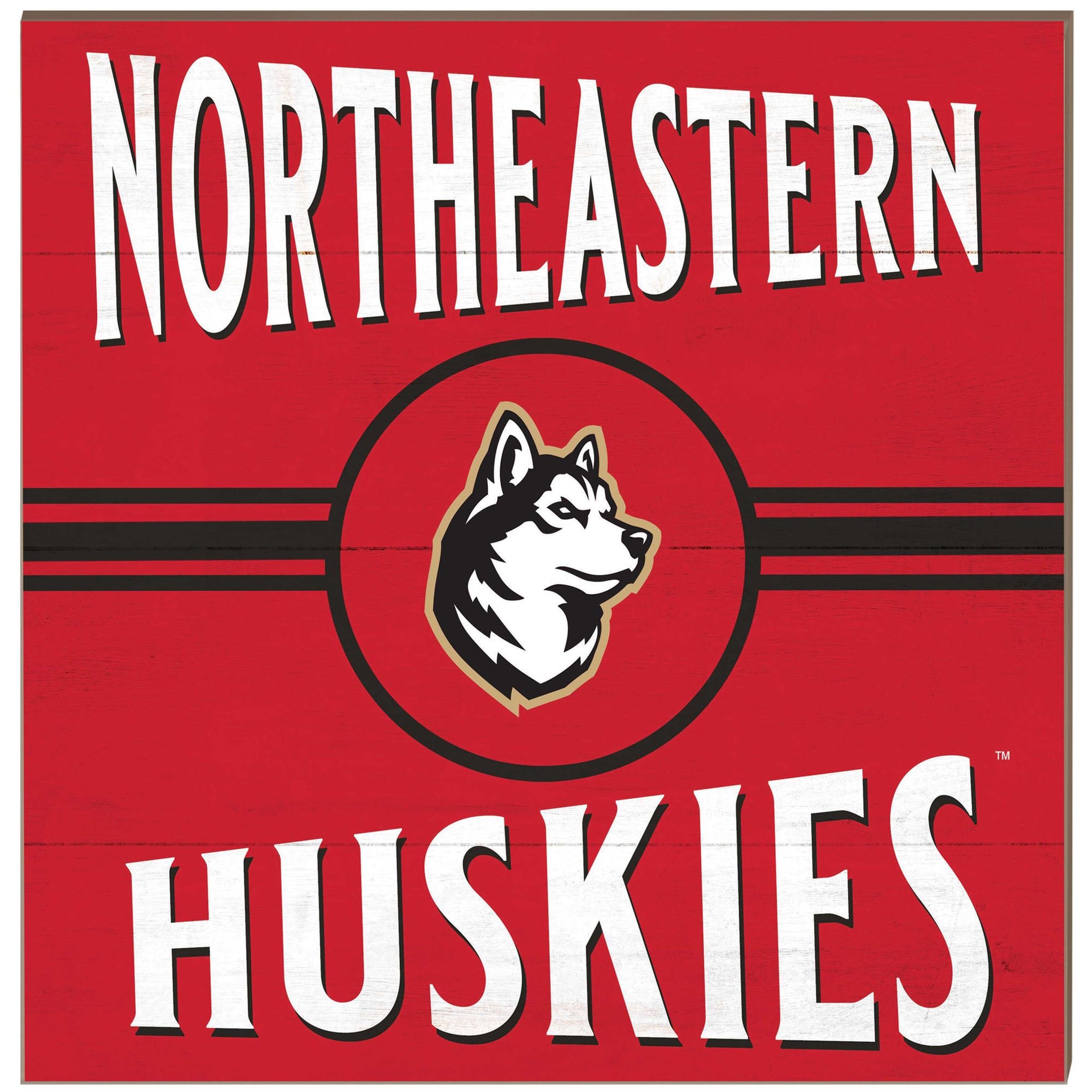 Northeastern Huskies 10'' x 10'' Retro Team Sign