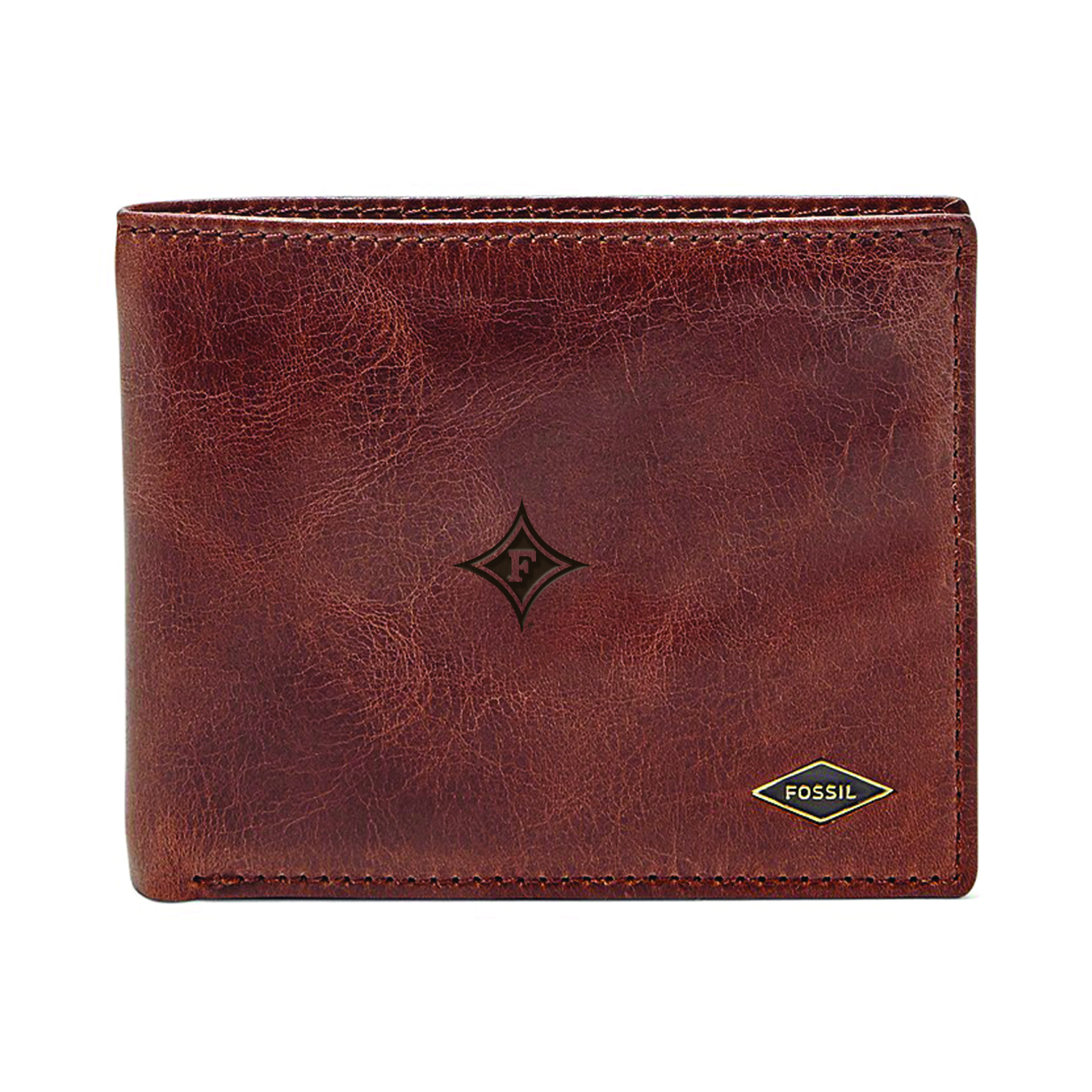 Men's Fossil Brown Furman Paladins Leather Ryan RFID Flip ID Bifold Wallet