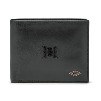 Men's Fossil Black Drexel Dragons Leather Ryan RFID Passcase Wallet