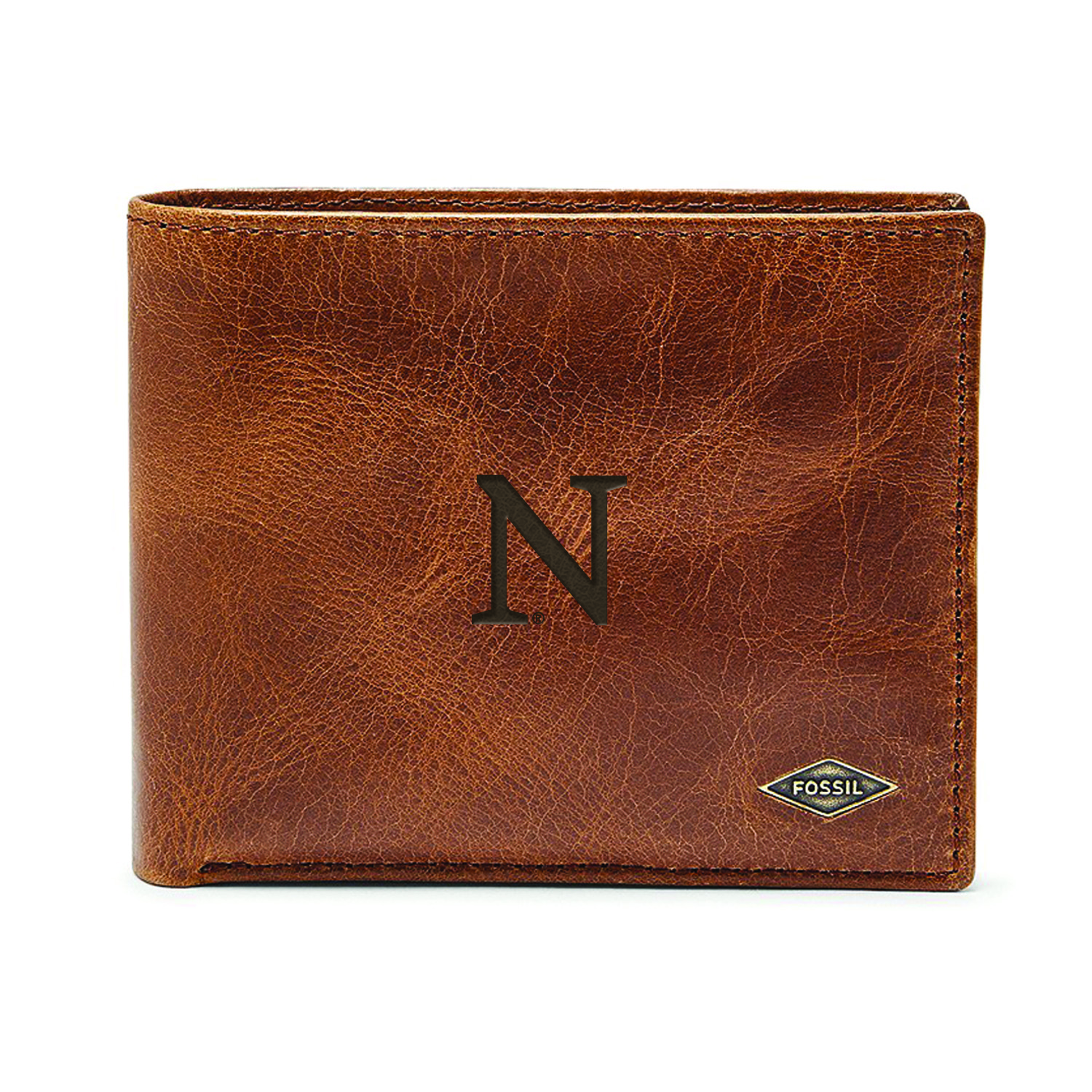 Men's Fossil Brown Northwestern Wildcats Leather Ryan RFID Passcase Wallet
