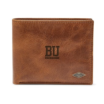 Men's Fossil Brown Boston University Leather Ryan RFID Passcase Wallet