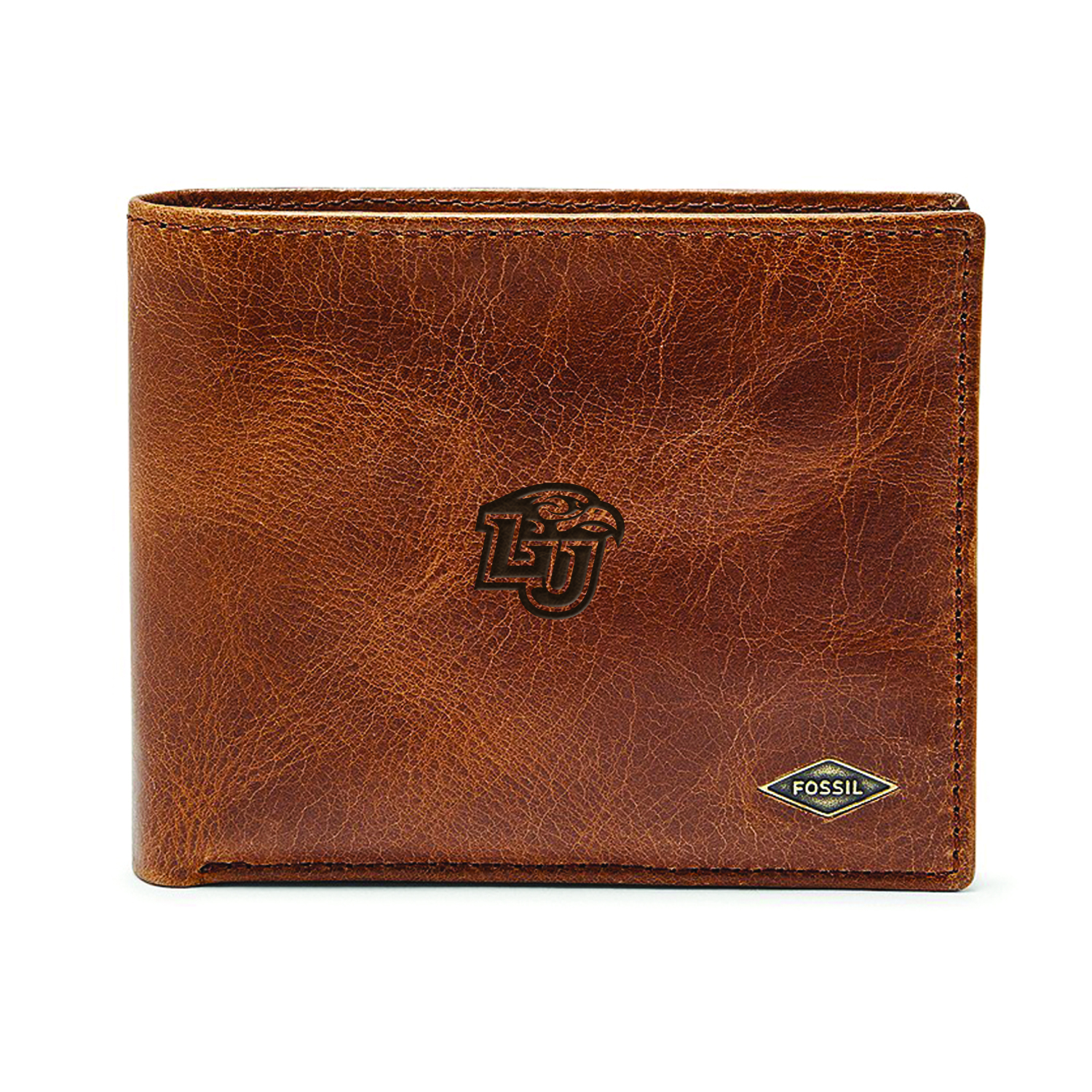 Men's Fossil Brown Liberty Flames Leather Ryan RFID Passcase Wallet