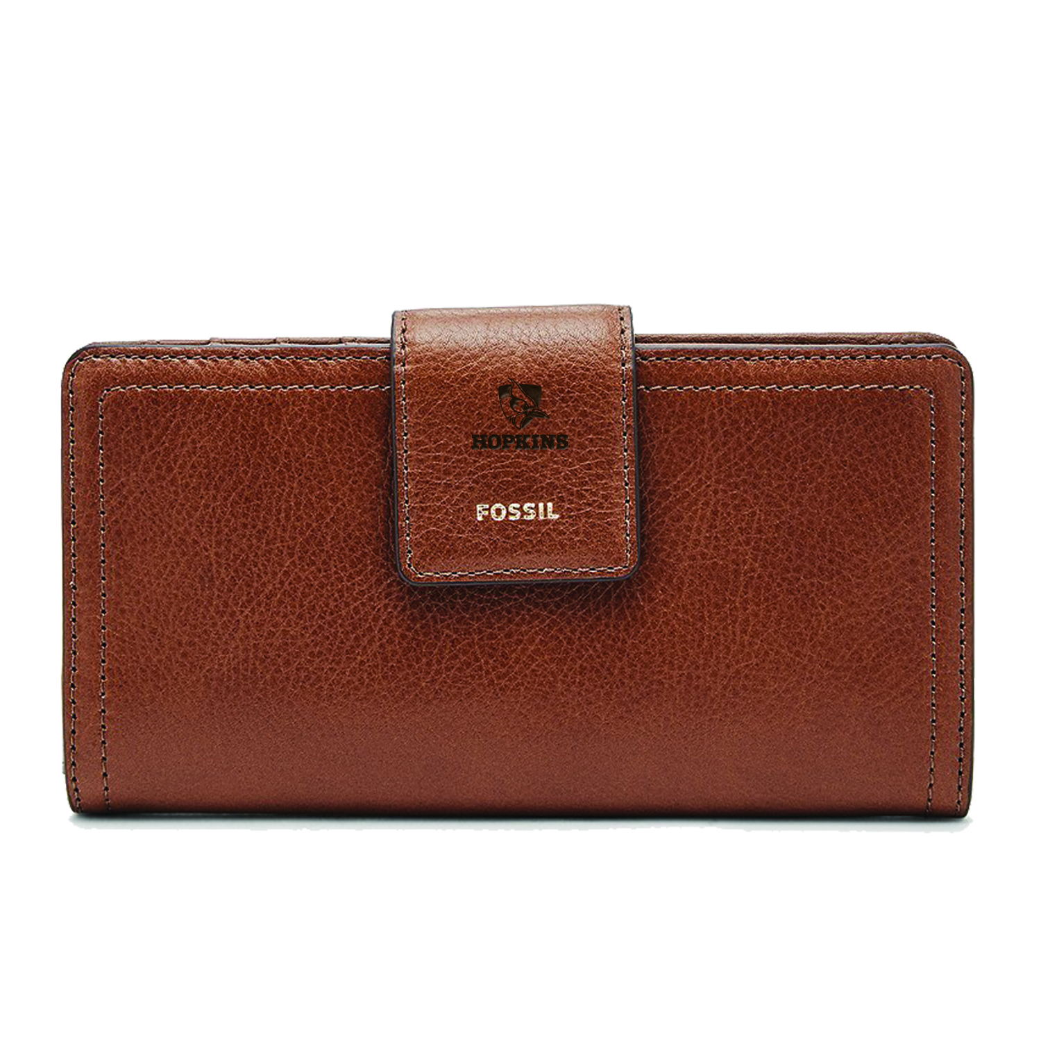 Women's Fossil Brown Johns Hopkins Blue Jays Leather Logan RFID Tab Clutch
