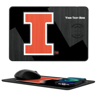 Keyscaper Illinois Fighting Illini Personalized 15W Fast Wireless Charger and Mouse Pad