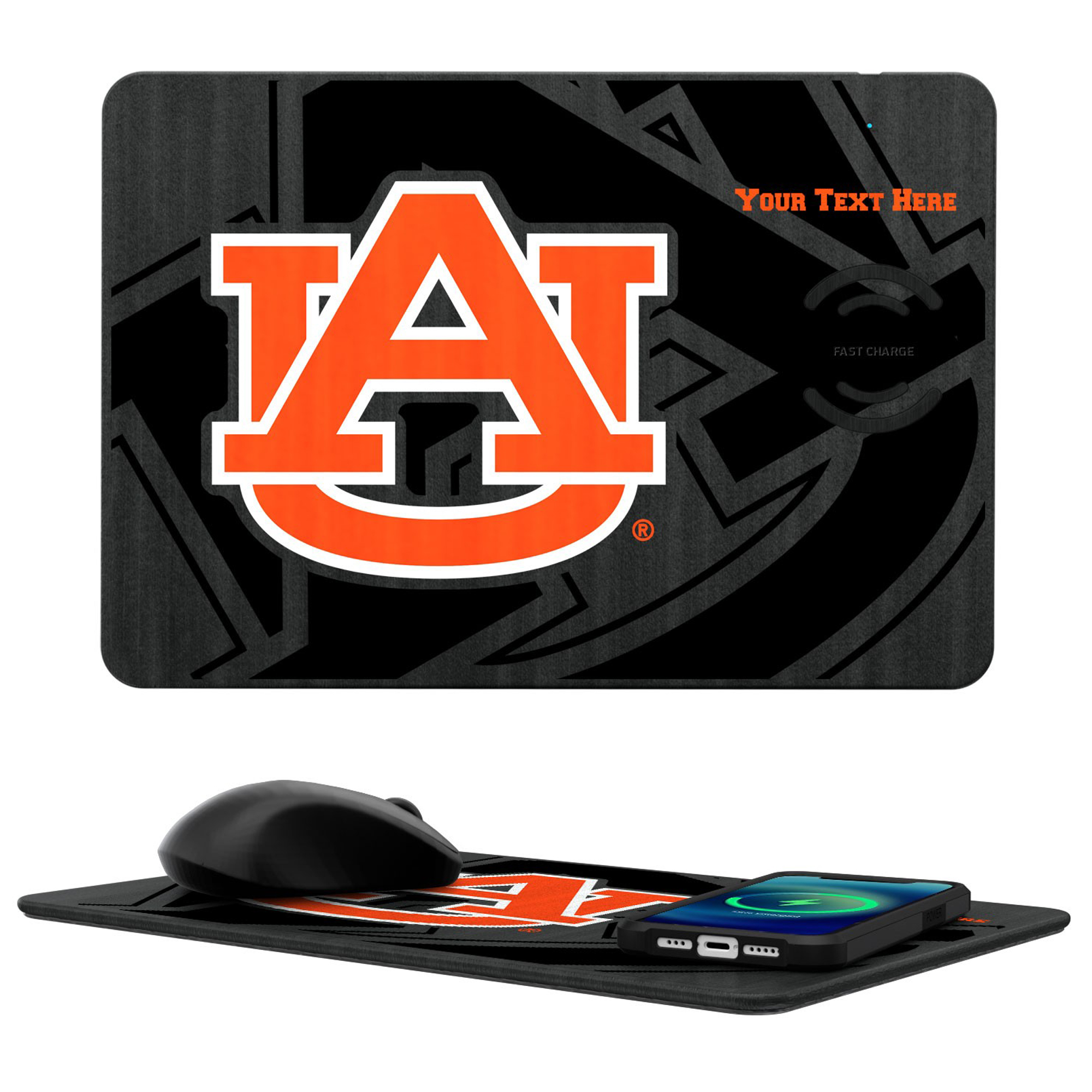 Keyscaper Auburn Tigers Personalized 15W Fast Wireless Charger and Mouse Pad