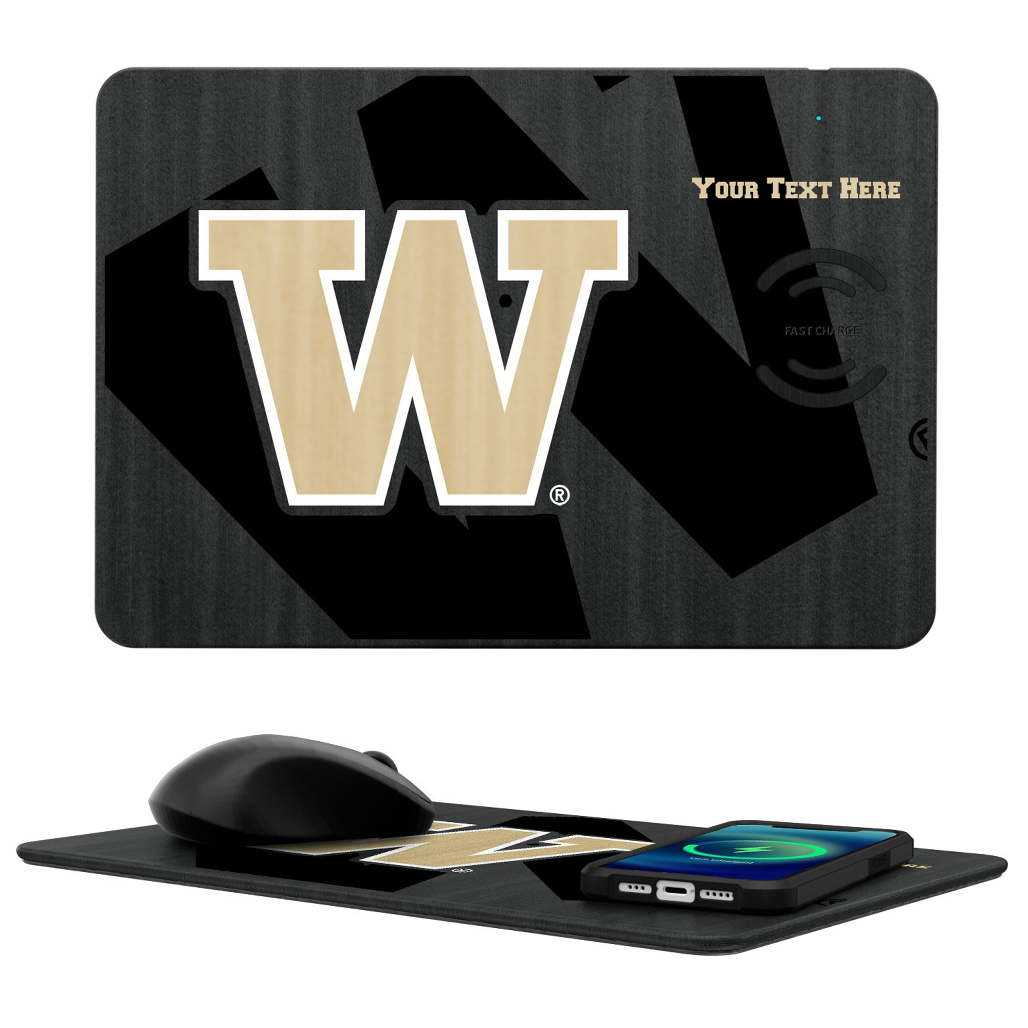 Keyscaper Washington Huskies Personalized 15W Fast Wireless Charger and Mouse Pad Keyscaper Washington Huskies Personalized 15W Fast Wireless Charger and Mouse Pad