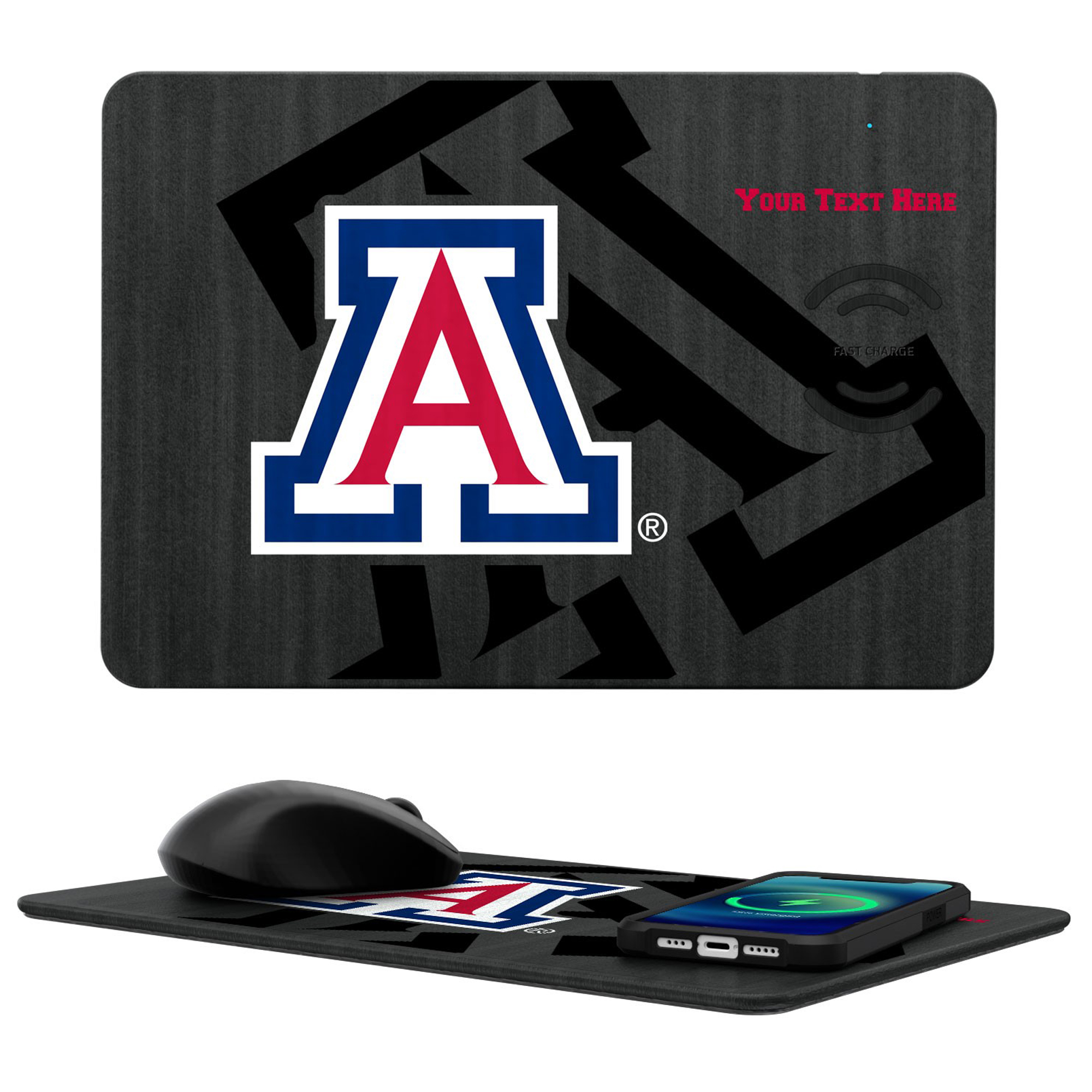 Keyscaper Arizona Wildcats Personalized 15W Fast Wireless Charger and Mouse Pad