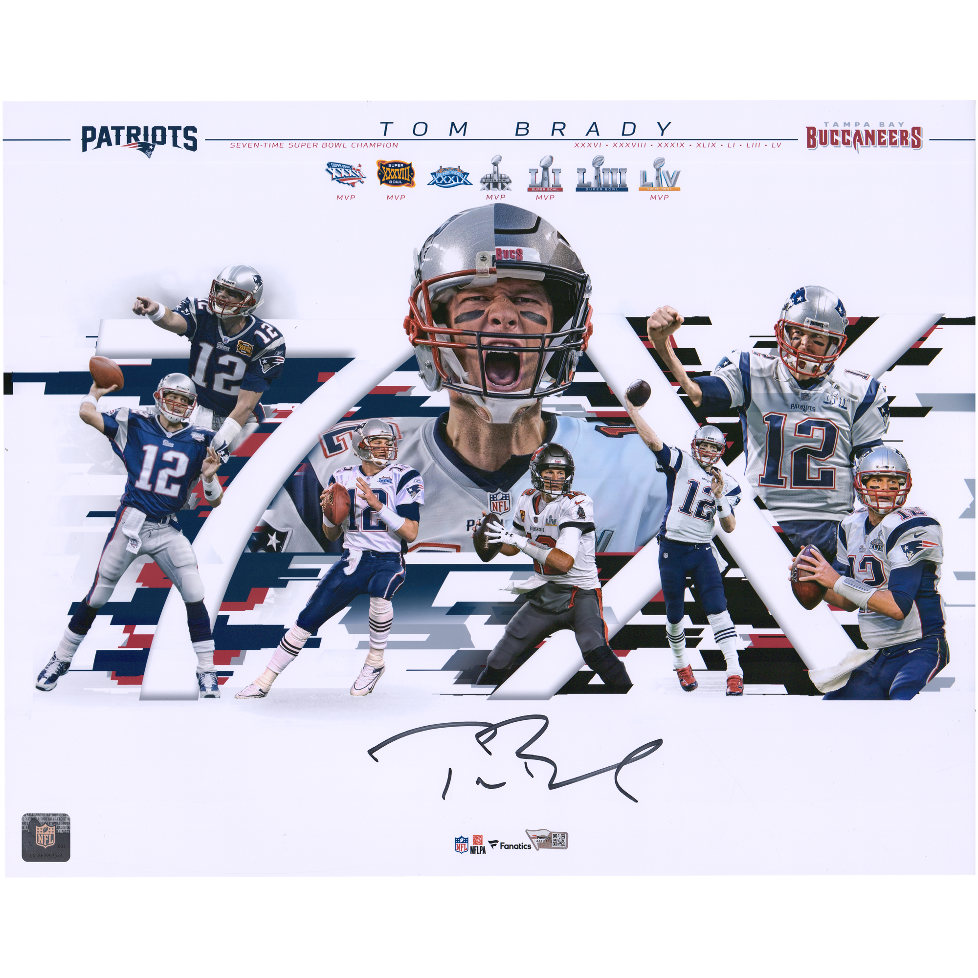 Tom Brady New England Patriots & Tampa Bay Buccaneers Autographed 16" x 20" 7-Time Super Bowl Champion Alternate Collage