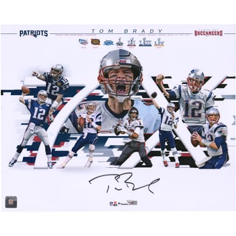 Tom Brady New England Patriots & Tampa Bay Buccaneers Autographed 16" x 20" 7-Time Super Bowl Champion Alternate Collage