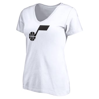 Women's White Utah Jazz Primary Team Logo V-Neck T-Shirt