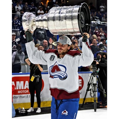 Samuel Girard Colorado Avalanche Unsigned 2022 Stanley Cup Champions Raising Cup Photograph