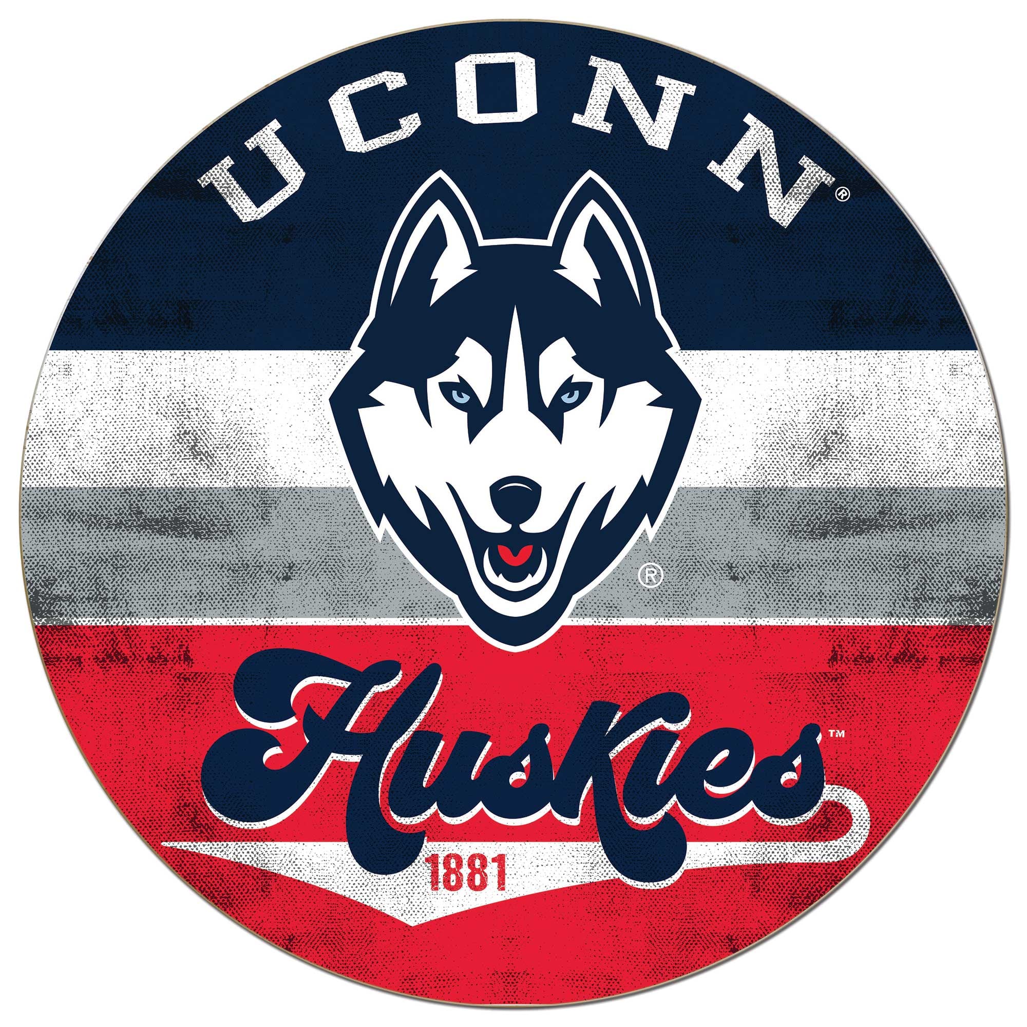UConn Huskies 20'' x 20'' Retro Logo Circle Sign