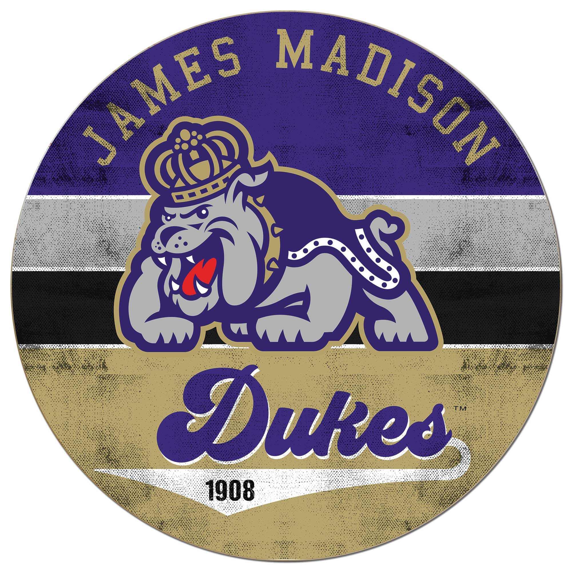 James Madison Dukes 20'' x 20'' Retro Logo Circle Sign