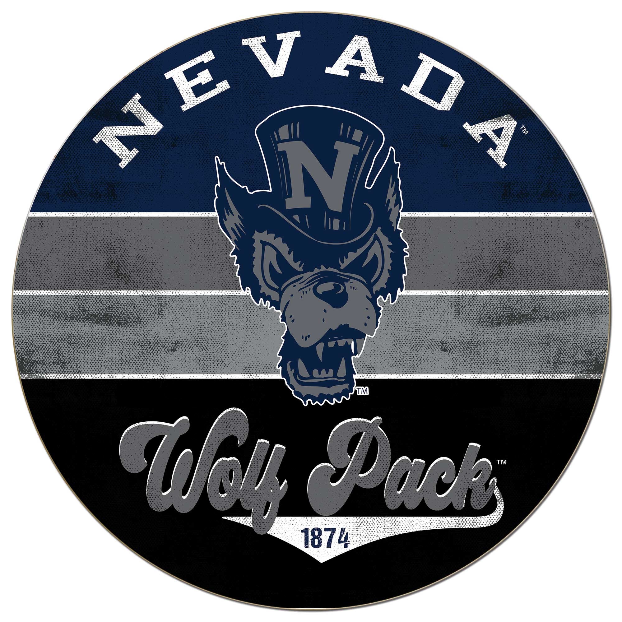 Nevada Wolf Pack 20'' x 20'' Retro Logo Circle Sign