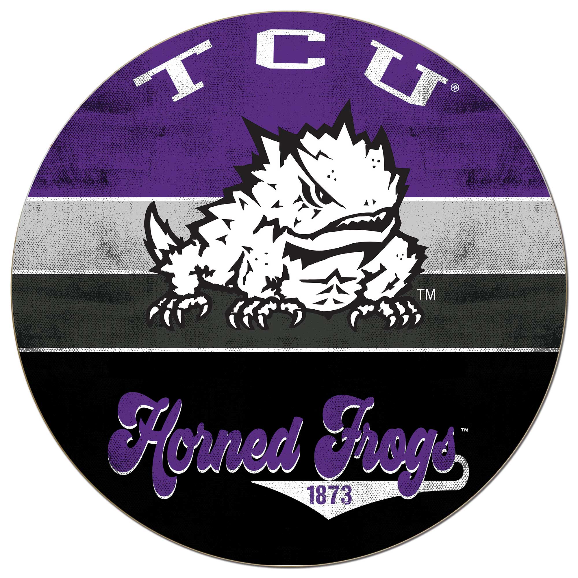 TCU Horned Frogs 20'' x 20'' Retro Logo Circle Sign