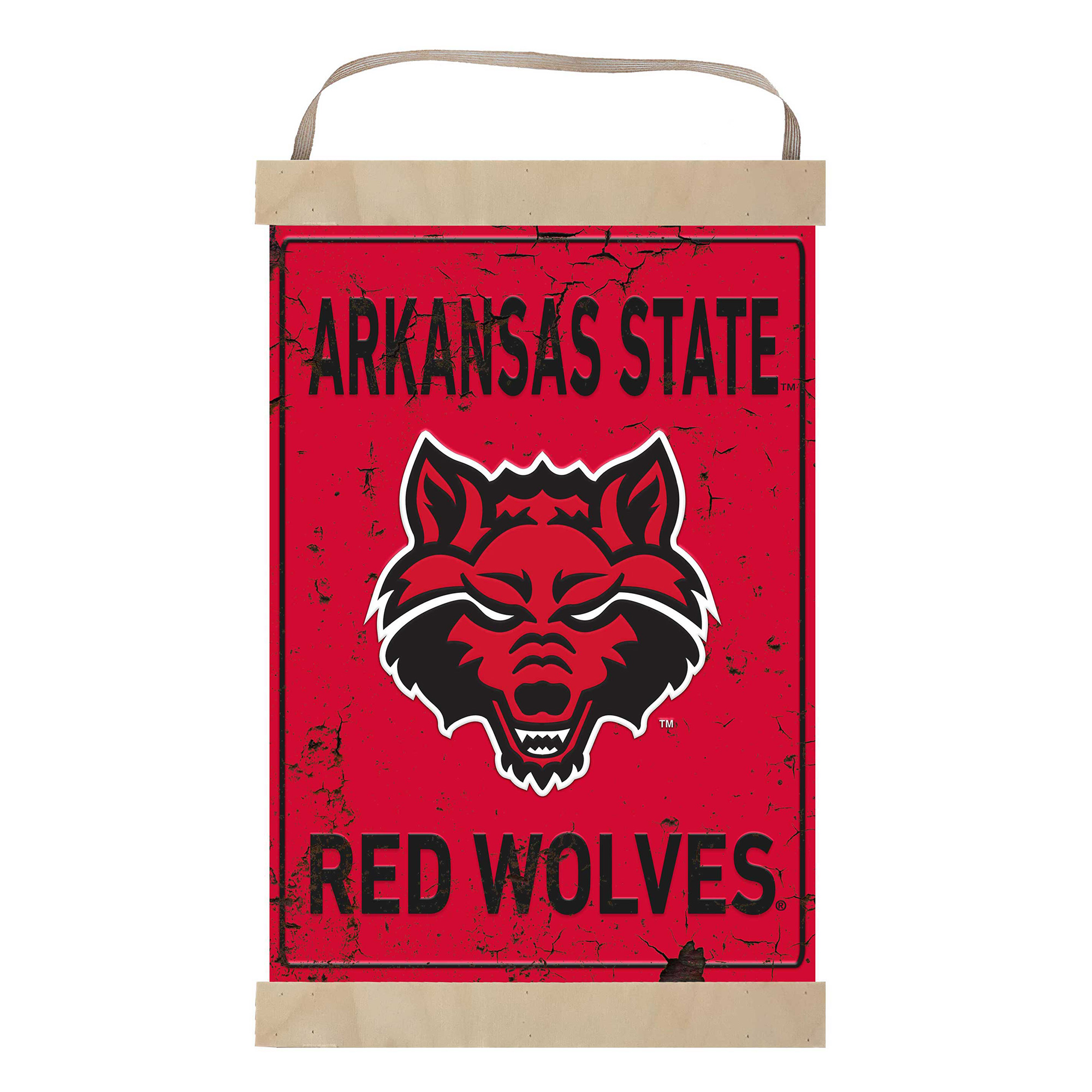 Arkansas State Red Wolves Faux Rust Banner Sign