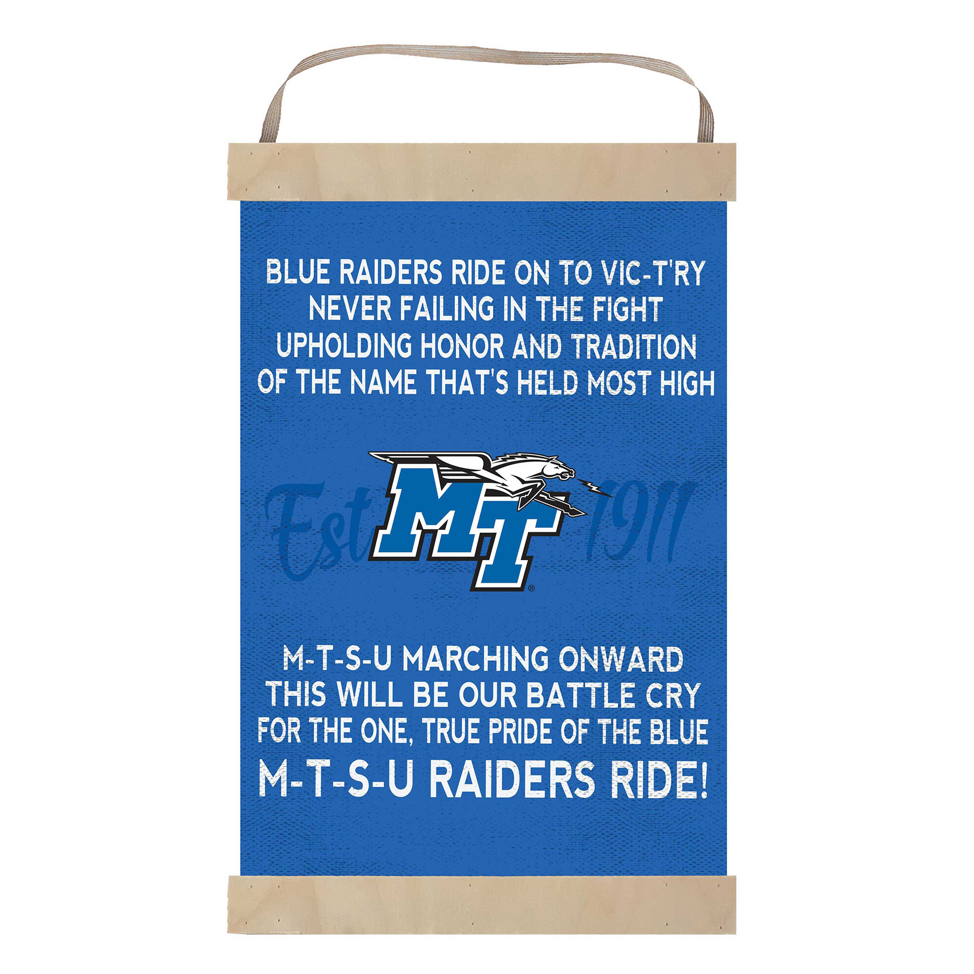 MTSU Blue Raiders 12'' x 20'' Fight Song Banner Sign
