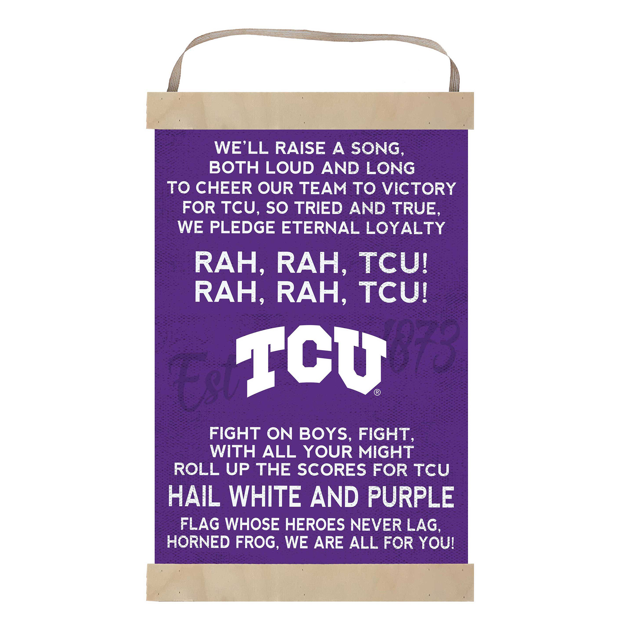 TCU Horned Frogs 12'' x 20'' Fight Song Banner Sign