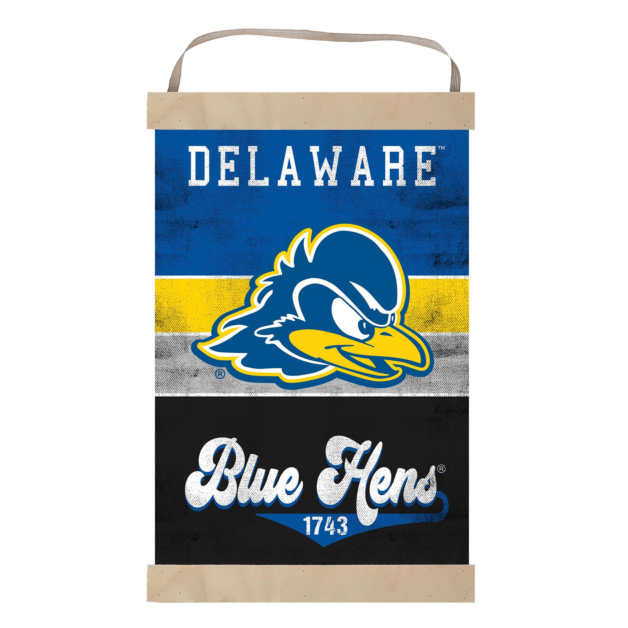 Delaware Fightin' Blue Hens Retro Logo Banner Sign