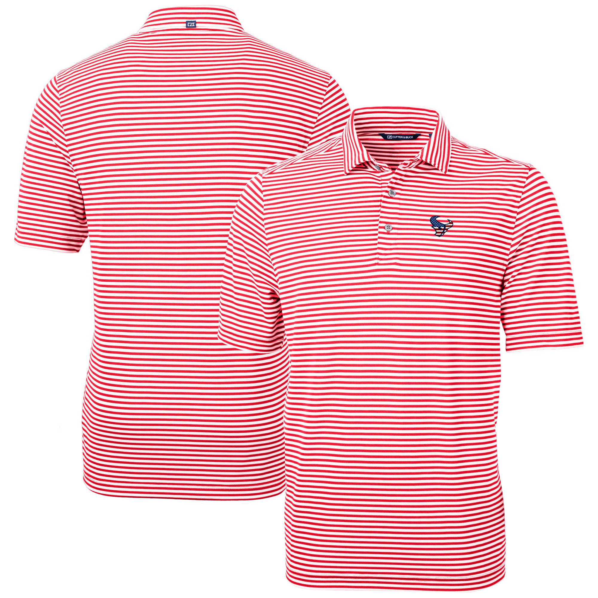 Men's Cutter & Buck Red Houston Texans Big & Tall Virtue Eco Pique Stripe Recycled Polo