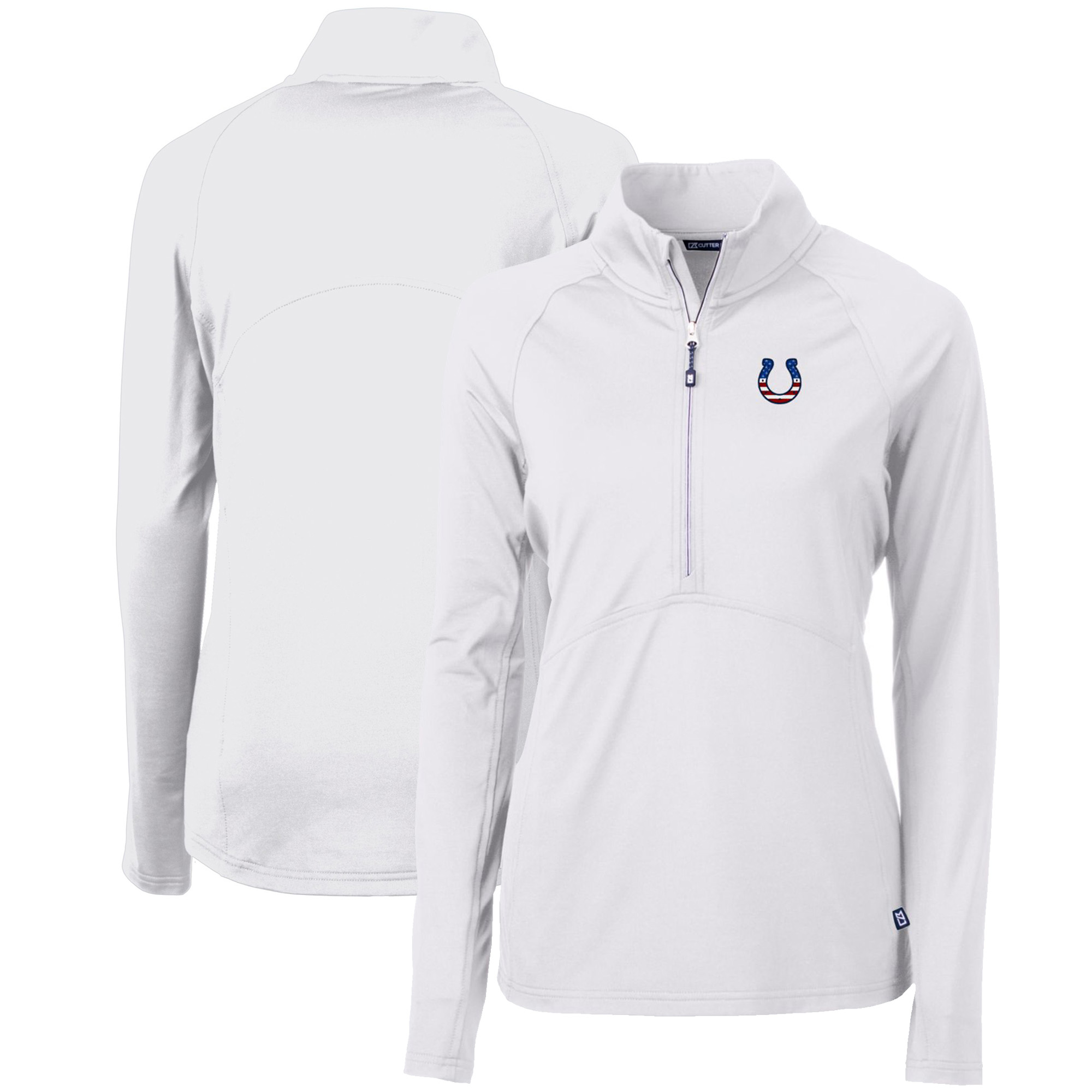 Women's Cutter & Buck White Indianapolis Colts Adapt Eco Knit Stretch Recycled Half-Zip Pullover Top