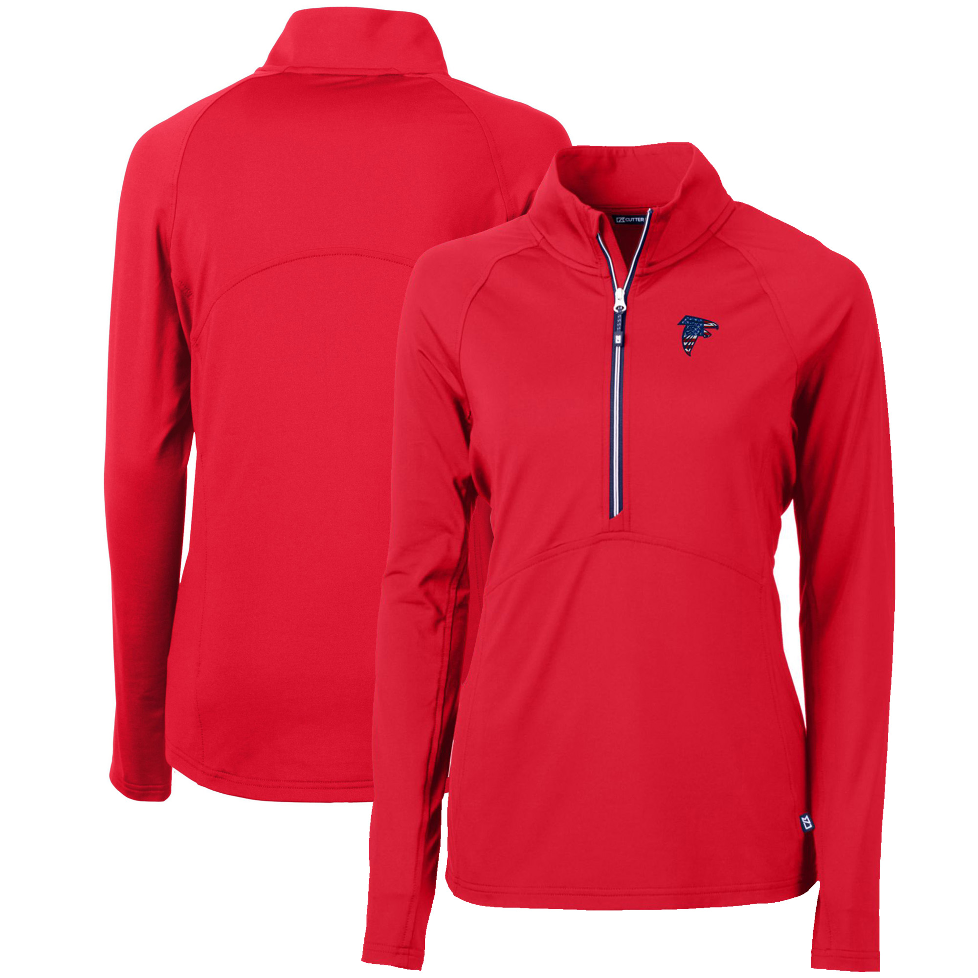Women's Cutter & Buck Red Atlanta Falcons Adapt Eco Knit Stretch Recycled Half-Zip Pullover Top