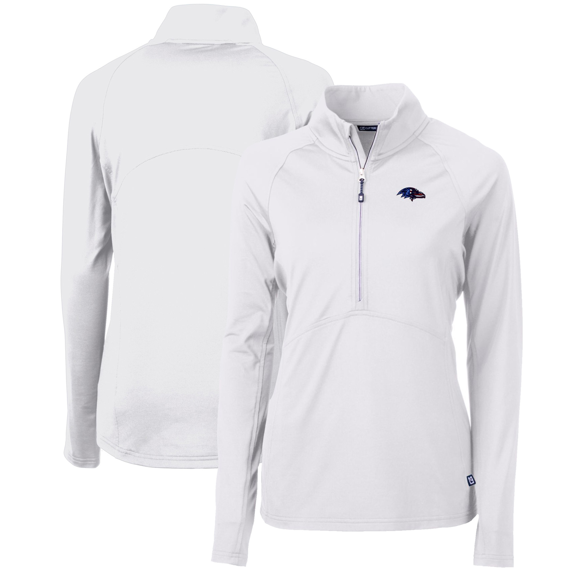 Women's Cutter & Buck White Baltimore Ravens Adapt Eco Knit Stretch Recycled Half-Zip Pullover Top