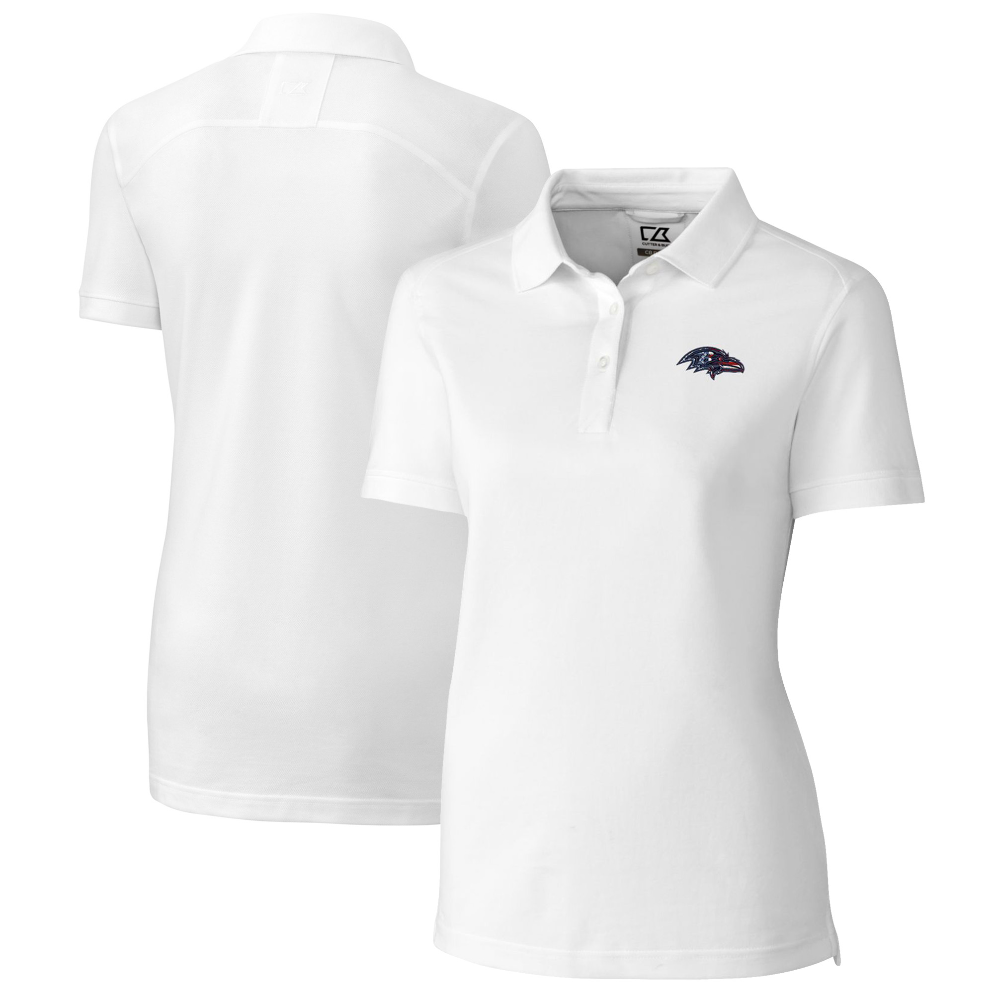 Women's Cutter & Buck White Baltimore Ravens Advantage DryTec Tri-Blend Pique Polo