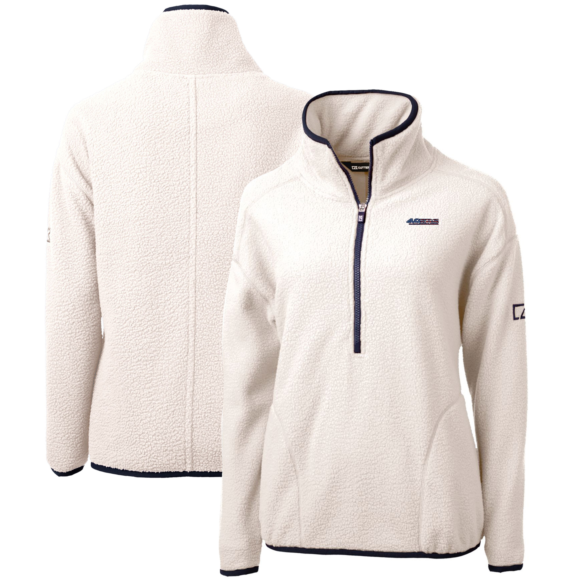 Women's Cutter & Buck Cream San Francisco 49ers Americana Cascade Eco Sherpa Fleece Half-Zip Pullover Jacket