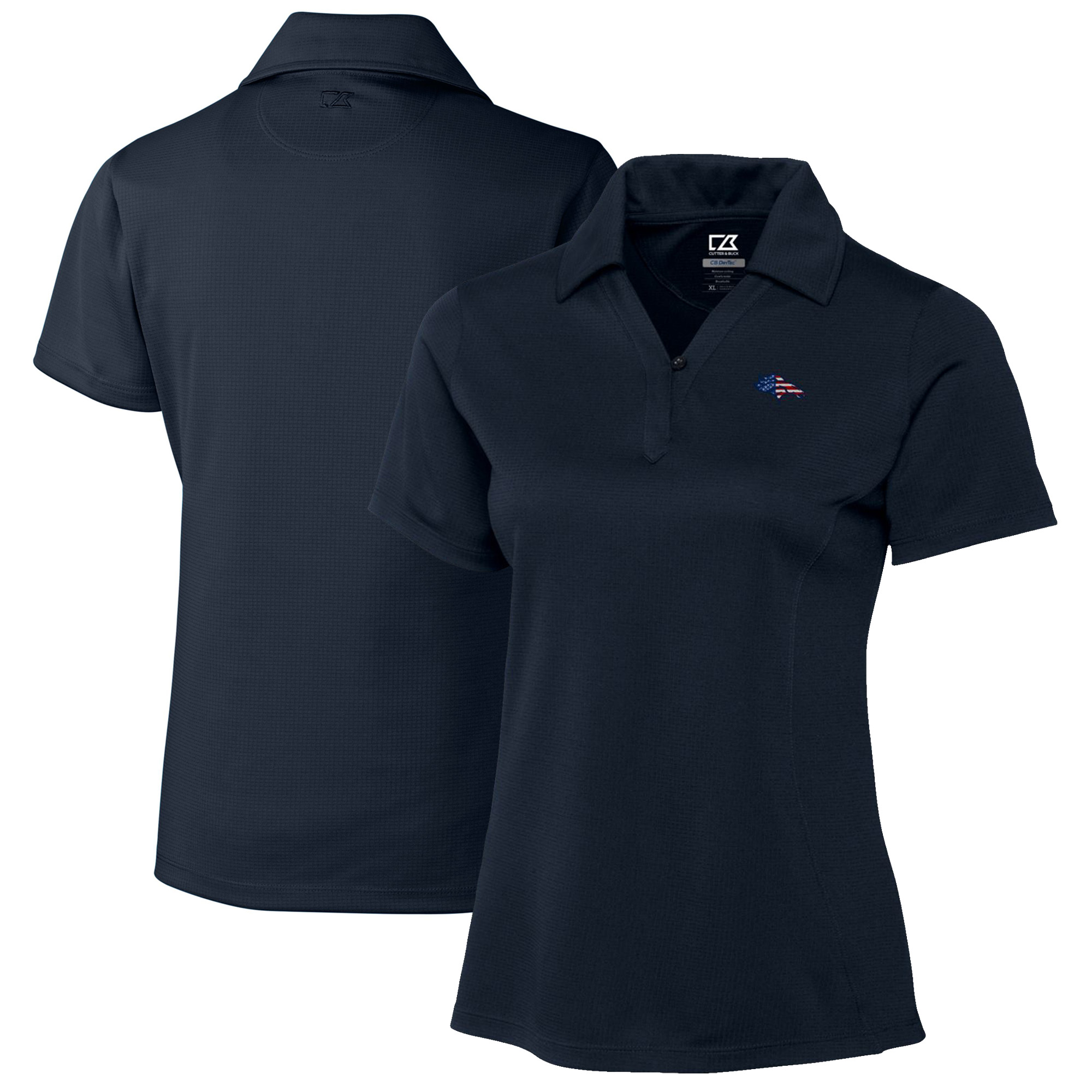 Women's Cutter & Buck Navy Denver Broncos Genre DryTec Textured Polo