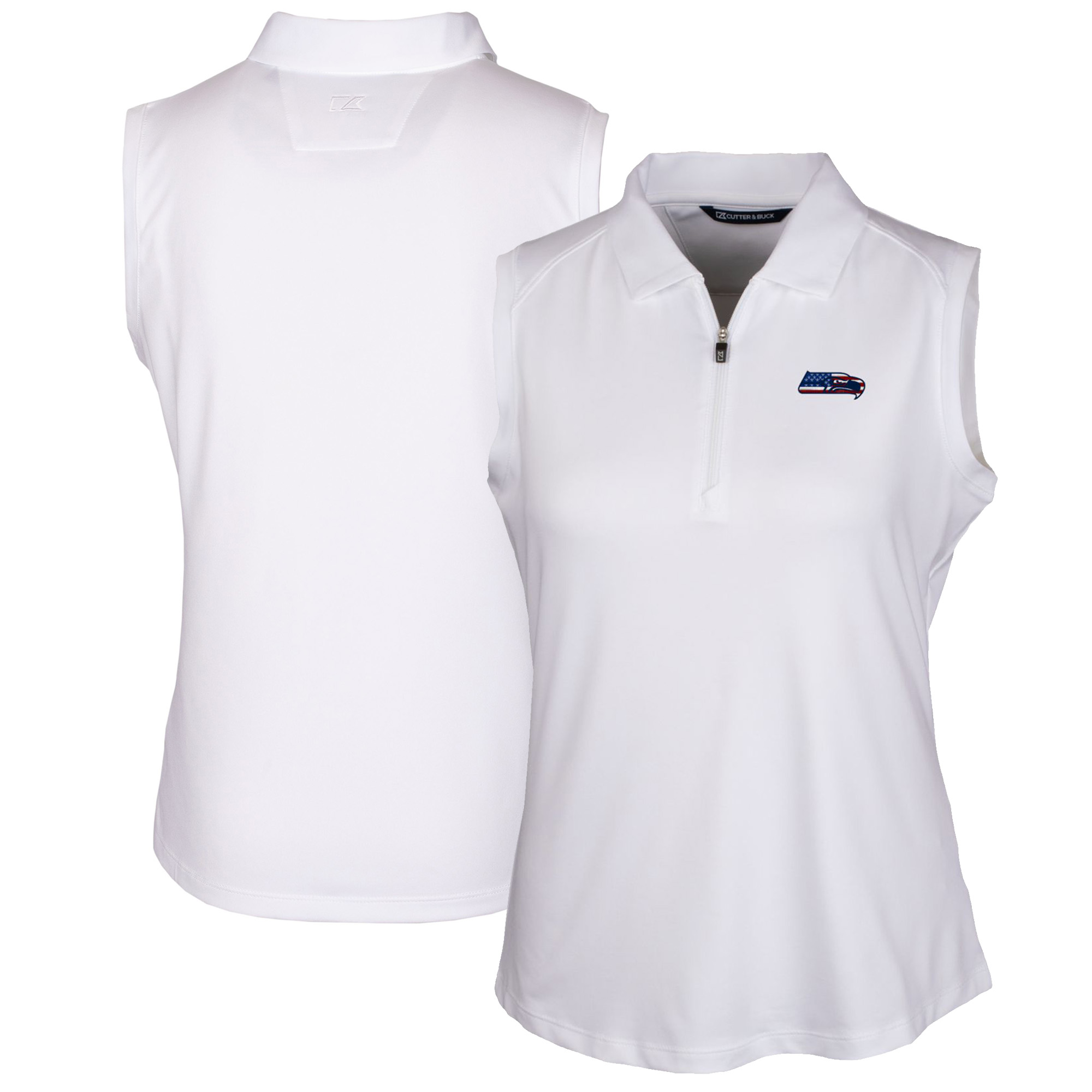 Women's Cutter & Buck White Seattle Seahawks Forge DryTec Stretch Sleeveless Polo