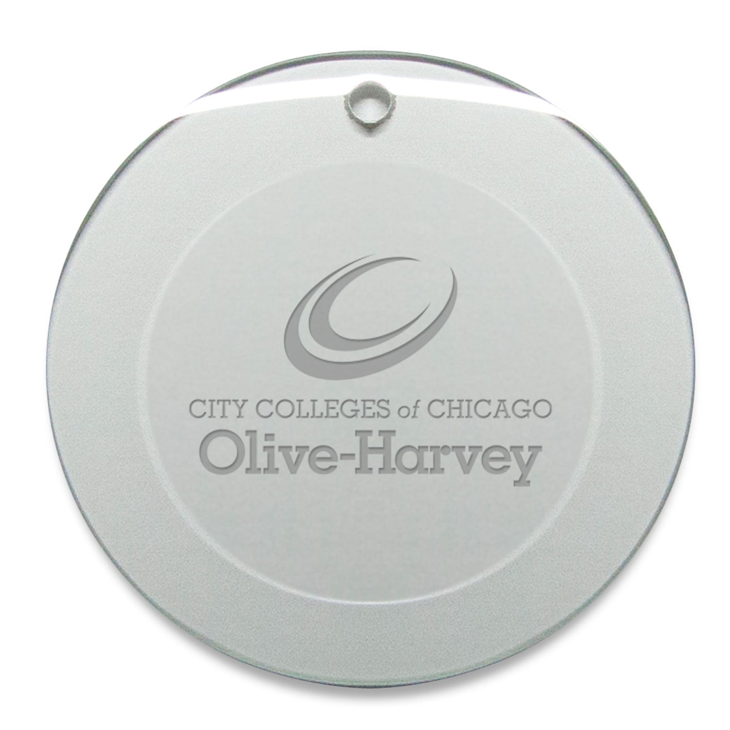 Olive-Harvey College Purple Panthers 3'' Round Glass Ornament