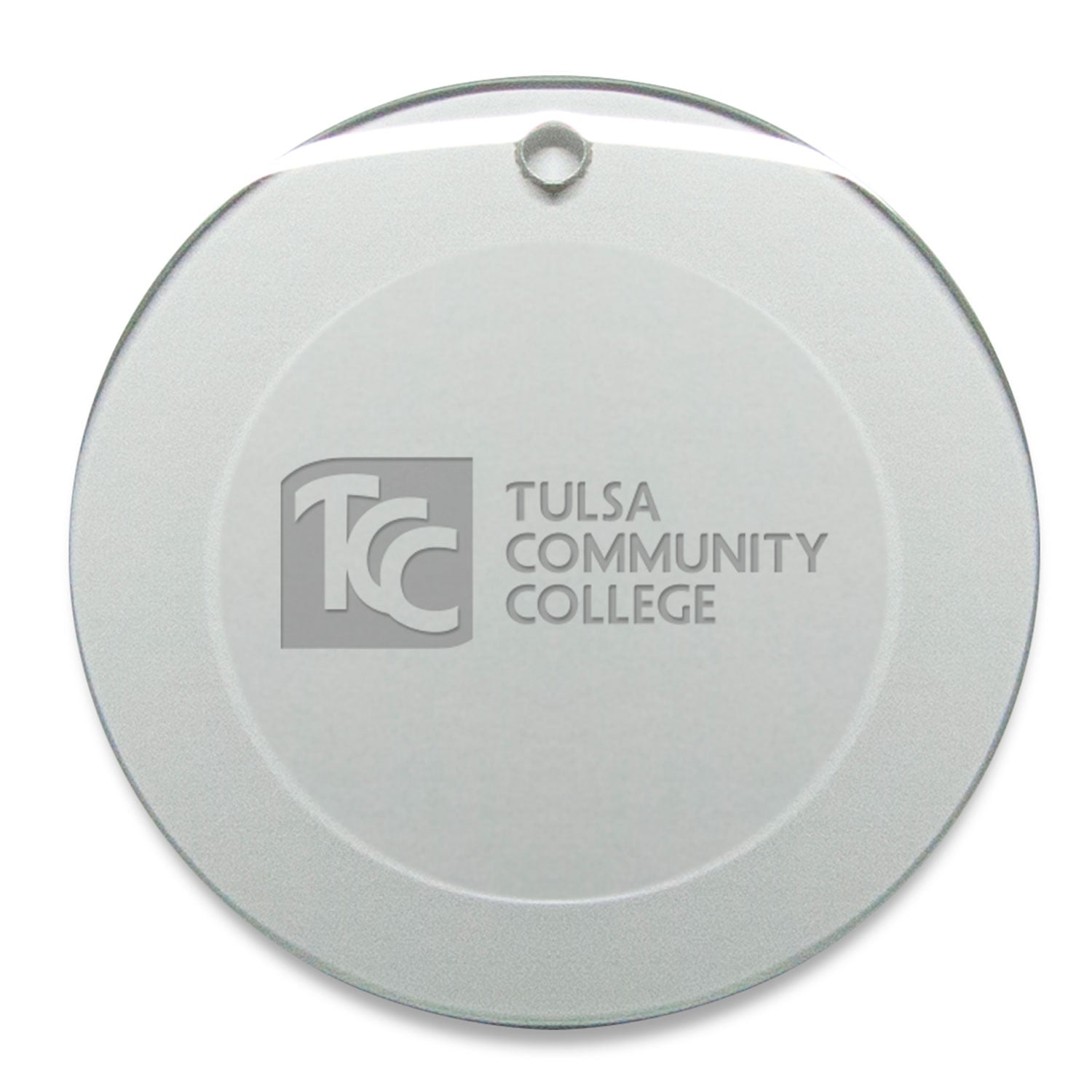 Tulsa Community College 3'' Round Glass Ornament
