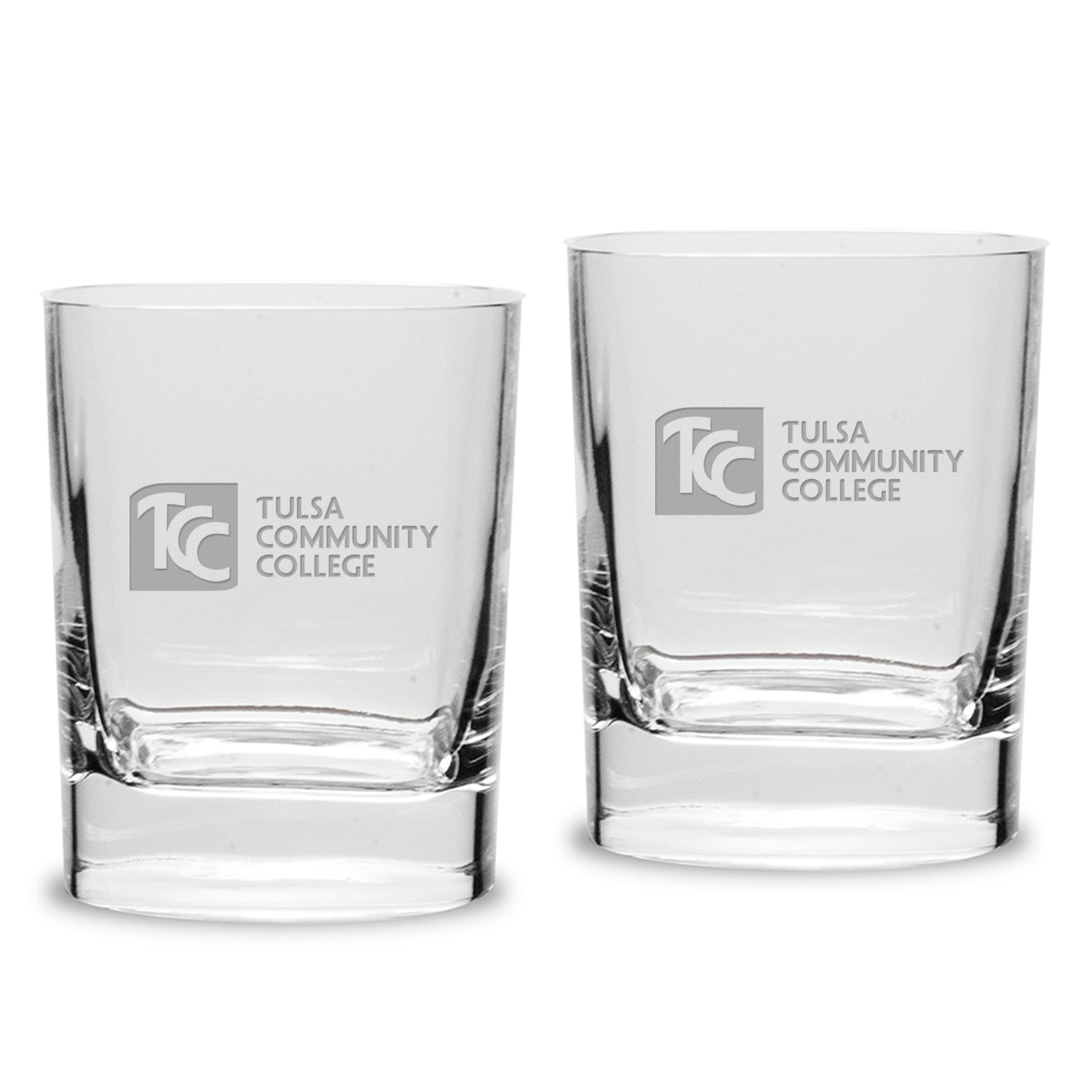 Tulsa Community College 11.75oz. Square Double Old Fashioned Glass Set