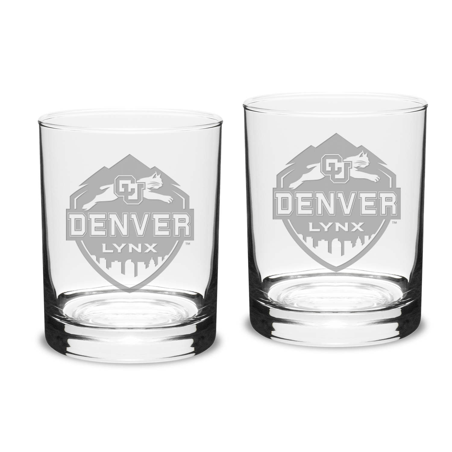 CU Denver Lynx 14oz. 2-Piece Classic Double Old-Fashioned Glass Set